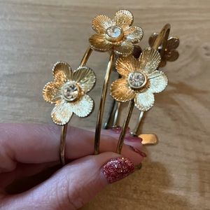 Gold Natasha Floral Bracelet Trio